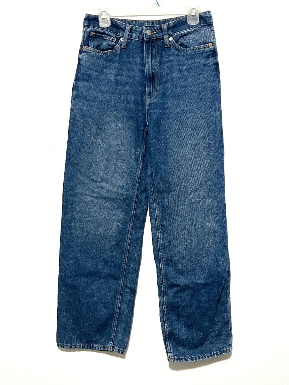 H&M Womens Wide Leg Jeans 8 Faded Grunge Baggy Streetwear Distressed Skater